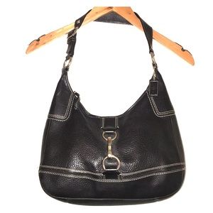 COACH black pebbled shoulder bag silver accents